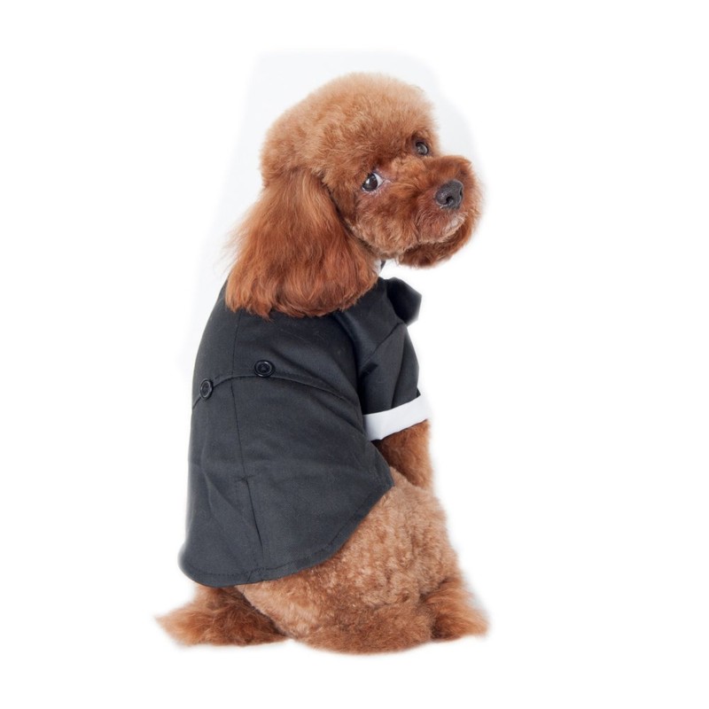 Keysui Black Dog Tuxedo Suit Puppy Wedding Clothes Coat Doggie