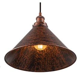 Lingkai 13.77" Farmhouse Pendant Light, Rustic Pendant Light Fixture Hanging for Kitchen Island, Ceiling Lamp Antique Painted Finish Light