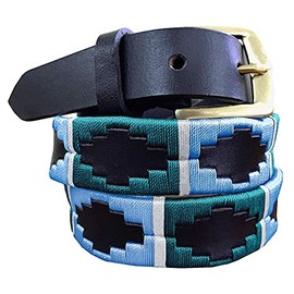 Carlos Diaz Skinny Mens Womens Unisex Brown Leather Embroidered Polo Belt (95 cm/ 34 Inches)