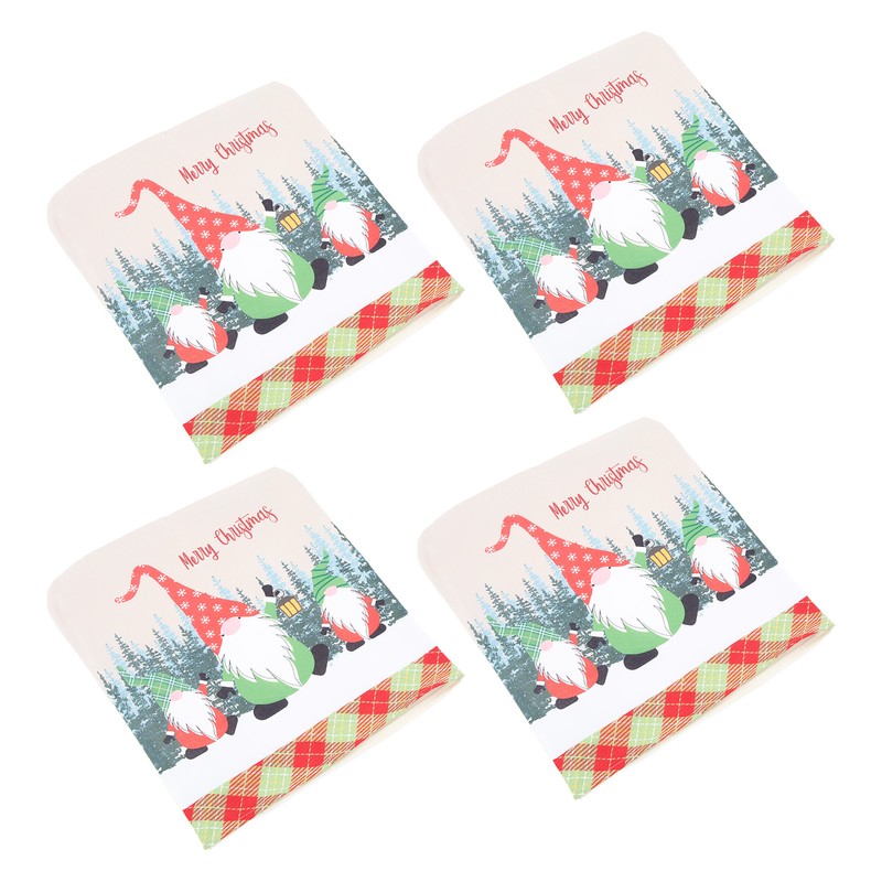 4pcs Chair Covers Soft Elastic Stretch Santa Claus Pattern Dining