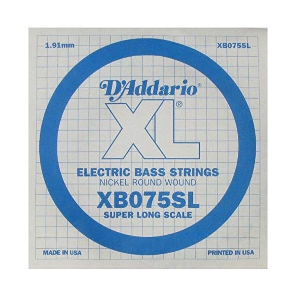 D'Addario XB075SL Nickel Wound Bass Guitar Single String, Super Long