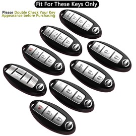 LORYVAN for Nissan Key Fob Cover Soft TPU 360 Degree Protection Key Case with Leather Keychain for Nissan Altima Maxima Murano Rogue Sentra 370z Pathfinder Smart Remote 2/3/4/5 Button Black