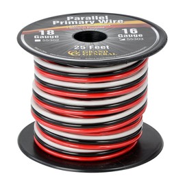 Grand General 55303 Parallel Primary 3-Wire 25ft Roll with Spool For Trucks, Automobile and More –Black, Red & White