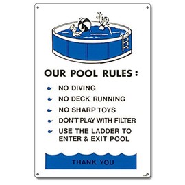 Poolmaster Sign for Residential or Commercial Swimming Pools, Above Ground Pool Regulations