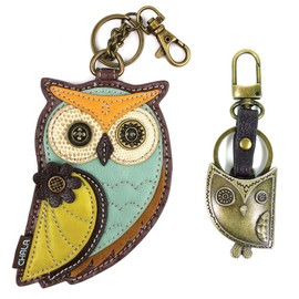 Chala handbag Detachable Bronze Mini Metal Purse Charm - M605 (Metal Owl + Owl-A Coin Purse Combo)