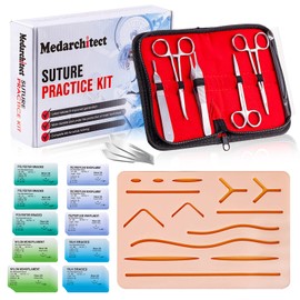 Surgical Suture Kit Wound Suture Practice Set (30 Pieces), Includes a High Quality Suture Pad with 14 Prefabricated Wounds, Suture Tools, Suture Thread & Needle
