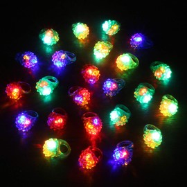 Novelty Place [Party Stars] Flashing LED Bumpy Jelly Ring Light-Up Toys (24 Pack)