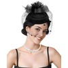 5Pcs Fascinator and Gloves Set for Women Tea Party Veil