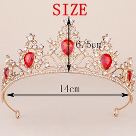 MEZHEN Crystal Crown Tiara Crown Women's Rhinestone Crown Girls Bridal Hair Accessories Tiara Wedding Headpiece for Birthday Banquet Party Gift Bridal Jewellery Red, Alloys