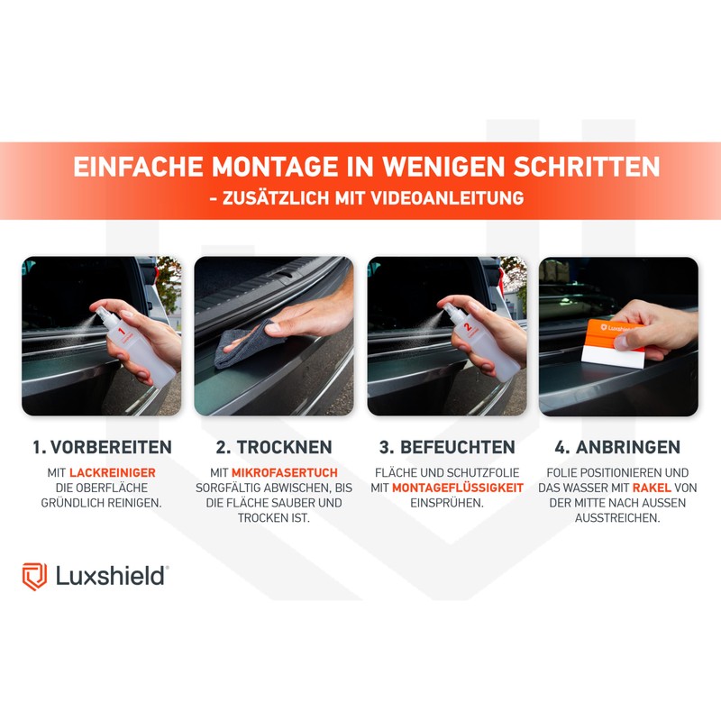 Luxshield® Boot Sill Protector Film, Includes Professional Squeegee, Bumper, Scratch