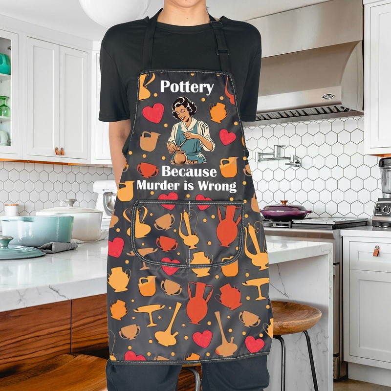 Pottery Lover Gift Pottery Because Murder is Wrong Apron Ceramics
