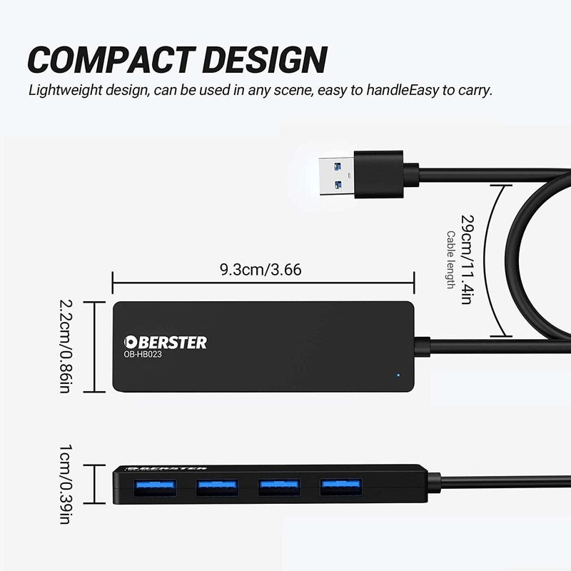 OBERSTER USB C Hub, 4-in-1 USB C Multiport with Fast