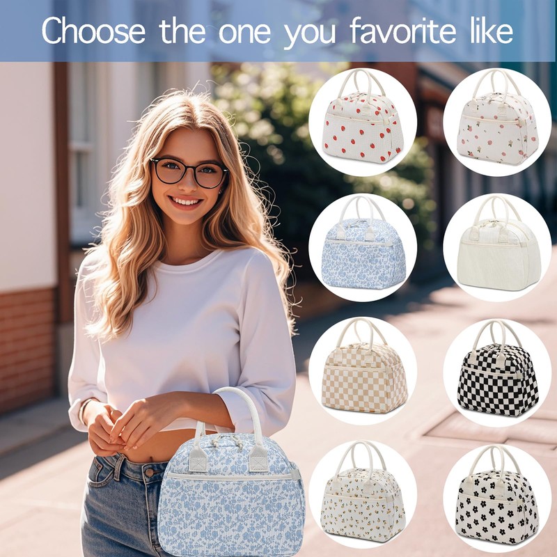 Lunch Box for Women, Insulated Lunch Bag Cute Corduroy Lunchbag