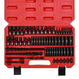 MIXPOWER 86PCS 1/4" Drive Master Impact Socket Set, Universal/Deep/Standard/Torx/Inverted Torx Socket, Impact Grade, Metric&SAE, 6 Point…
