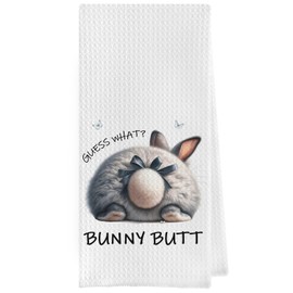 Geqtt Funny Bunny Dish Towels - Easter Gifts Decorative Waffle Weave Kitchen Towels, Coquette Bunny Butt Hand Tea Towels, Easter Gifts (16×24 Inches)