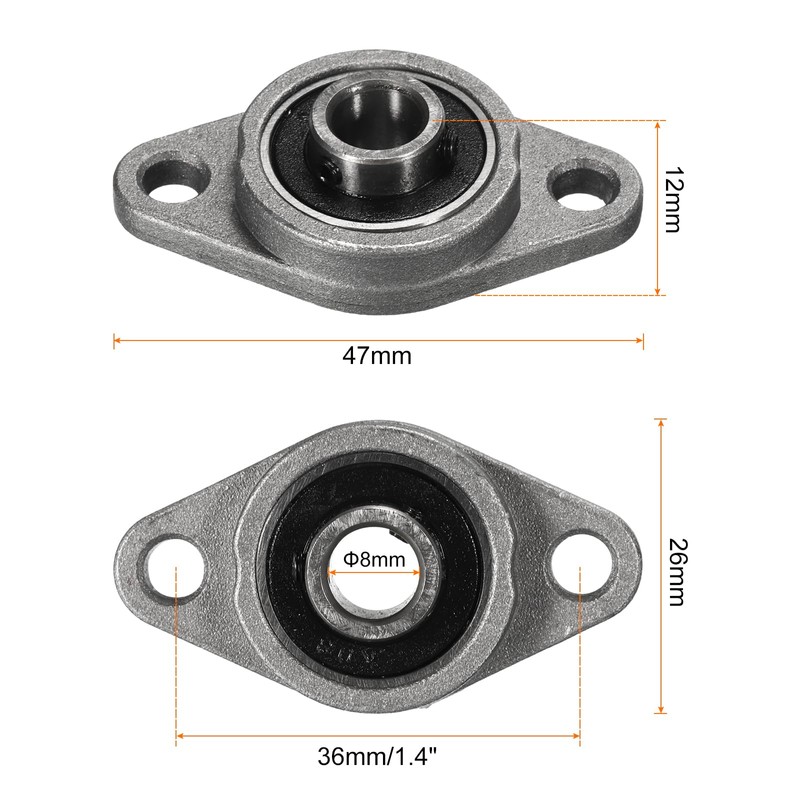 sourcing map 4pcs KFL08 Flanged Pillow Block Bearings 8mm Bore,