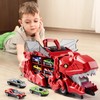 Blmukce Dinosaur Truck Toys with 12 Diecast Racing Cars (Red)