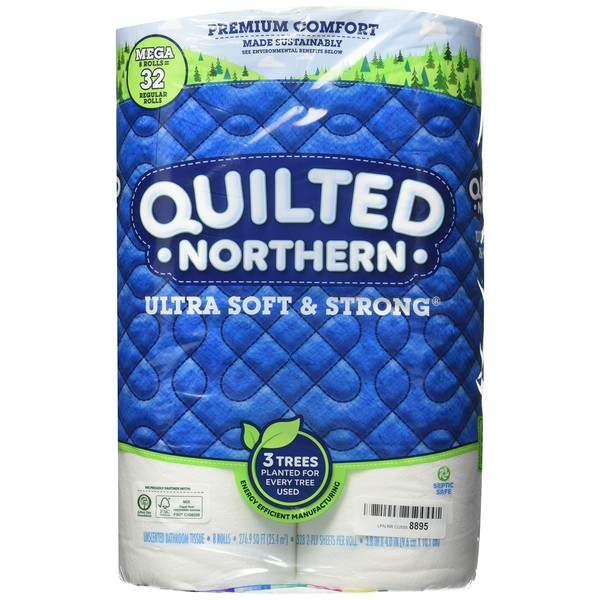 Quilted Northern Quilted Northern Ultra Soft & Strong Toilet Paper, 8 Mega Rolls, 8 = 32 Regular Rolls, 8 Count