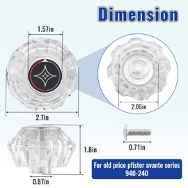 Single Shower Faucet Handle Replacement for Price Pfister Old Style Avante Series 940-240, Clear Acrylic Shower Knob Replacement use for Bathroom Sink (940-240)
