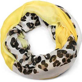 styleBREAKER 01016182 Women's Loop Scarf with Leopard Animal Print Pattern and Colour Blocking Colour Surfaces -