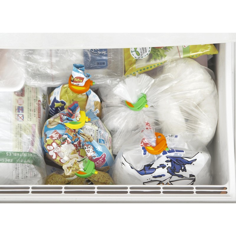 ミスフランシスのクリップ厚手袋用3個普通袋用3個入。商品袋のまま止めるだけ無駄を省けるゴミ減量。乾燥や湿気、汁もニオイも漏らさないスグレモノ。精密機器用ポリオキシンメチレン素材マグネット付ステンレス製スプリング高密閉性冷凍湯煎OK！開閉は簡単楽のワンタッチ！耐久性強い！