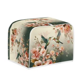 Talayituse Hummingbird Floral Print 4 Slice Toaster Covers Dust Protection Bread Maker Covers Toaster Oven Cloth Cover Kitchen Accessories Washable Appliance Cover with Handle