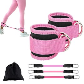 Grilletes para Tobillo Gym Mujer, 3 Ligas de Resistencia, 2 Tobilleras, Ligas de Resistencia para Ejercicio, para Entrenamiento de Fuerza en Casa o Gimnasio, para Levantamiento de Glúteos Mujeres