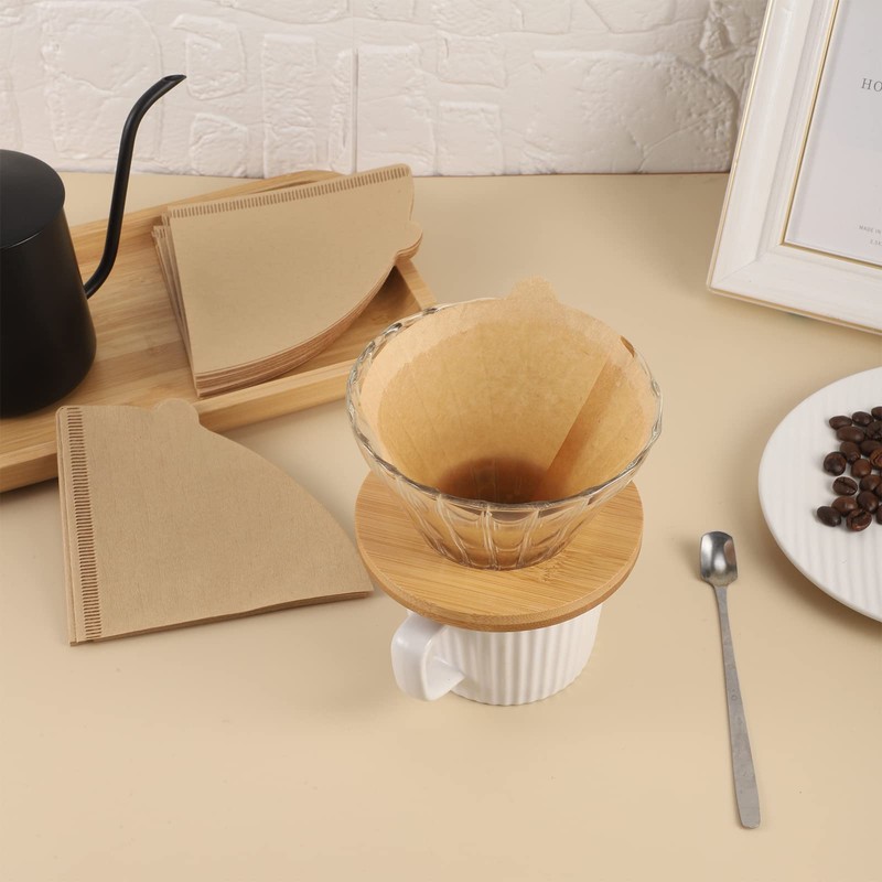 Coffee Filter Papers 300pcs Unbleached Compatible with Size 02 Filter