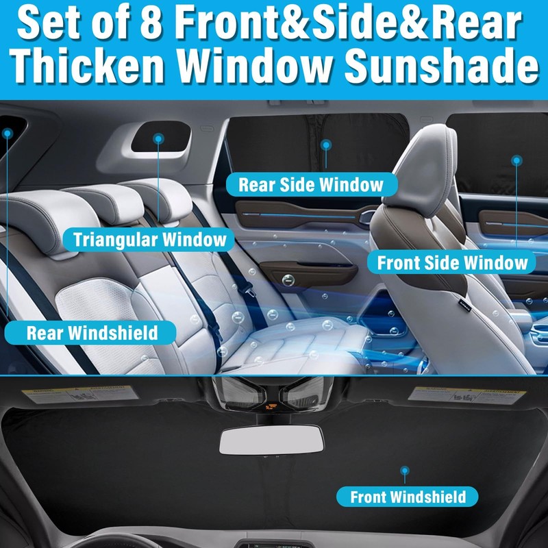 KMF 8pcs Full Window Sun Shades for Jeep Grand Cherokee