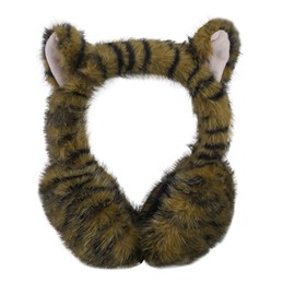 Moonlove Girls Cat Tiger Print Earmuffs Winter Warm Thermal Ear Muffs Plush Fuzzy Adjustable Ear Cover Windproof Coldproof Cycling Warmer Protection for Women