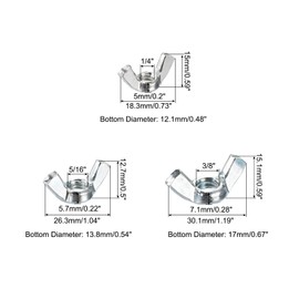 uxcell 100 Pcs 1/4"-20, 5/16"-18, 3/8"-16 Wing Nut Carbon Steel Butterfly Wing Nuts Hand Twist Tighten Wing Nuts for Machinery Electronic Equipment DIY, White