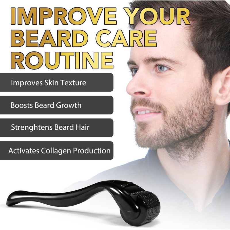 Beard Growth Kit, with Beard Roller, Beard Growth Serum Oil,