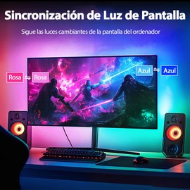 BILIBON Retroiluminación LED para Monitor, Luz LED para Retroiluminación Controlada por App, Colores de Luz Sincronizado con La Pantalla y La Música, 14 Efectos de Luz Geniales (27 Pulgadas)