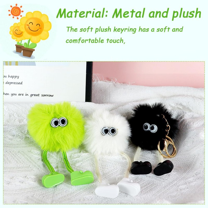 YCVBCY Key Fob, Cute Pompoms Keyring with Cute Soft Plush