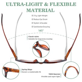 Stylish Reading Glasses 5 Pair with Spring Hinge Fashion Glasses Beautiful Patterns Reading for Men And Women 3.5