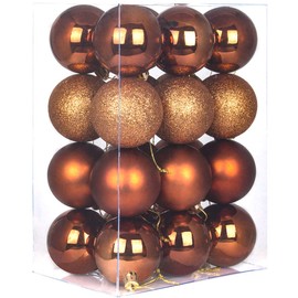 GameXcel 24Pcs Christmas Balls Ornaments for Xmas Tree - Shatterproof Christmas Tree Decorations Large Hanging Ball Bronze 3.2" x 24 Pack