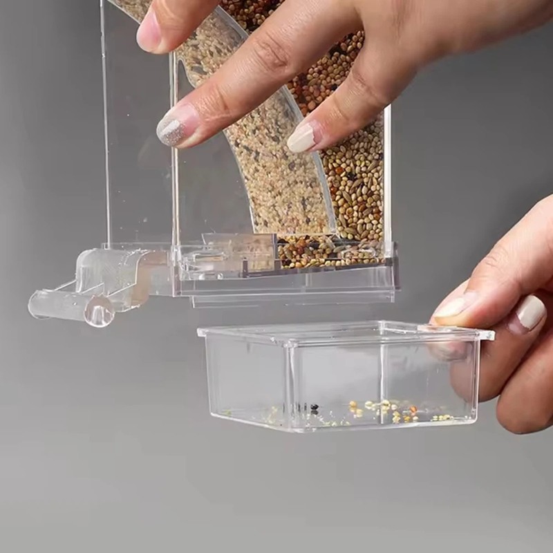 1PC Parrot Feeder Anti-Spill Transparent Bird Food Box Clear Feeding