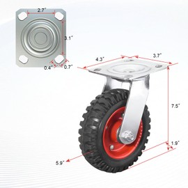 6 Inch Caster Wheels, Casters Set of 4 Heavy Duty with Brake, Industrial Castors for Moving Needs, Plate Castor Wheels Perfect for Furniture, Equipment (6INCH 2*Swivel+2*Fixed)