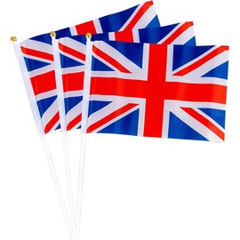 10pcs Union Jack Hand Flags Queen's Platinum Jubilee Waving Flag Royal Street Party Celebrations Sporting Events Pub BBQ Car Decorations