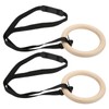 1 Pair Wooden Gymnastic Rings with Adjustable Buckle Straps 330lbs