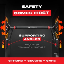 Core Frenzy Pull Up Bar for doorway With Resistance Bands, No Screw Installation, Chin Up Bar for Upper Body Workout & Exercise, 29.9"-37.5" Adjustable Width Locking Mechanism, Max weight Hold 880 lbs