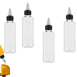 AONAYO 4 Stück Squeeze Flasche,Saucenflasche,Ölflasche Plastik,Dosierflasche,Ölspender Flaschen,100ml/3.5oz Mehrzweck Squeeze Flasche Dosierflasche,Quetschflasche Für Senf,Mayo,Olivenöl,Honig,Gewürze