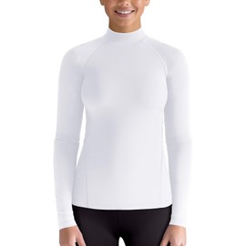 Workout Tops for Women Mock Neck Thermal(White,S)
