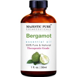 MAJESTIC PURE Bergamot Essential Oil, Therapeutic Grade, Pure and Natural, for Aromatherapy, Massage, Topical & Household Uses, 1 fl oz