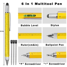 HUXUNGI Gifts for Men Women,6pcs Multitool Pen Set, Mens Gifts for Dad Him Husband, Birthday Gift for Men Who Have Everything, Tool Pen Gift from Wife Daughter, Unique Tools Gadgets for Mens