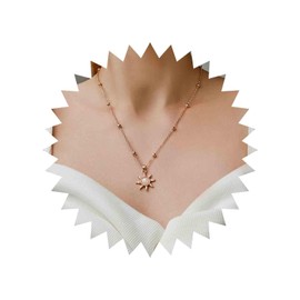 Yienate Fashion Sun Necklace Chain Opal Sun Flower Pendant Zircon Sun Pendant Minimalist Charm Necklace Jewellery for Women and Girls, Opal, zircon