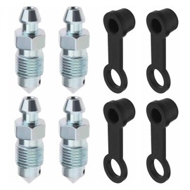 4 Set Bolt Bleed Screw M10x1mm with Bleed Nipple Caps, Disc Brake Caliper for Motorcycles Cars Brake Pumps