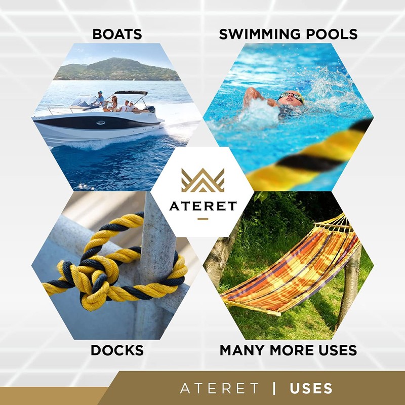 ATERET Twisted 3-Strand Yellow & Black Polypropylene Rope Monofilament I