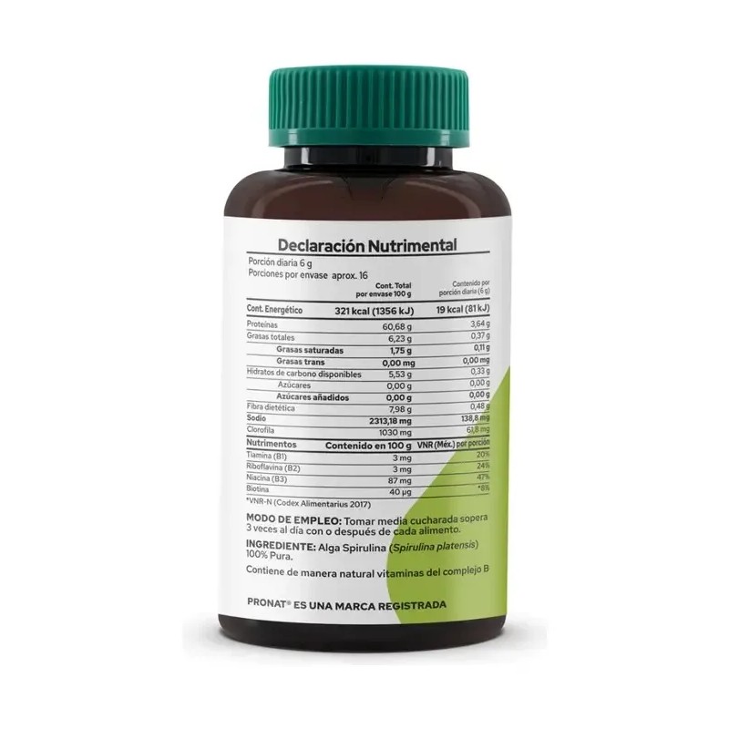 Alga Espirulina Orgánica En Polvo 100 Grs Pronat Spirulina