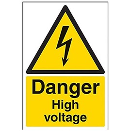 V Safety Danger High Voltage Warning Sign - 200mm x 300mm - 1mm Rigid Plastic